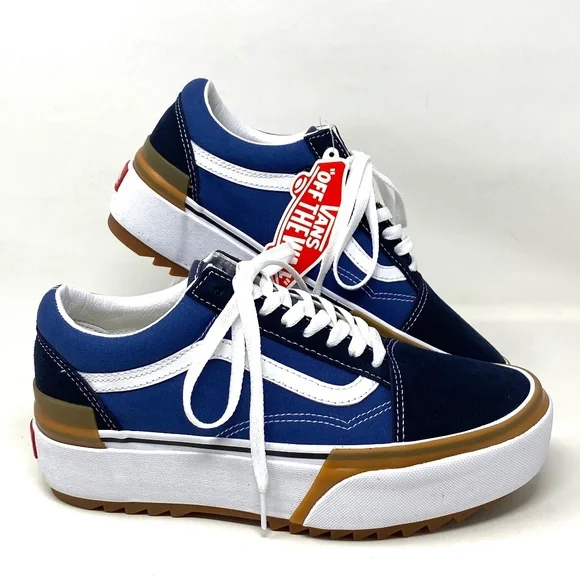 Vans Shoes Vans Old Skool Stacked Platform Low Top Navy Suede